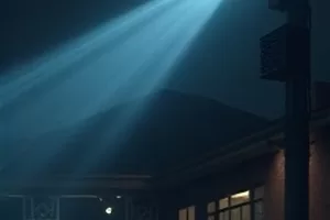 沙漏倒置时细沙成线落下,背景是深色木柜